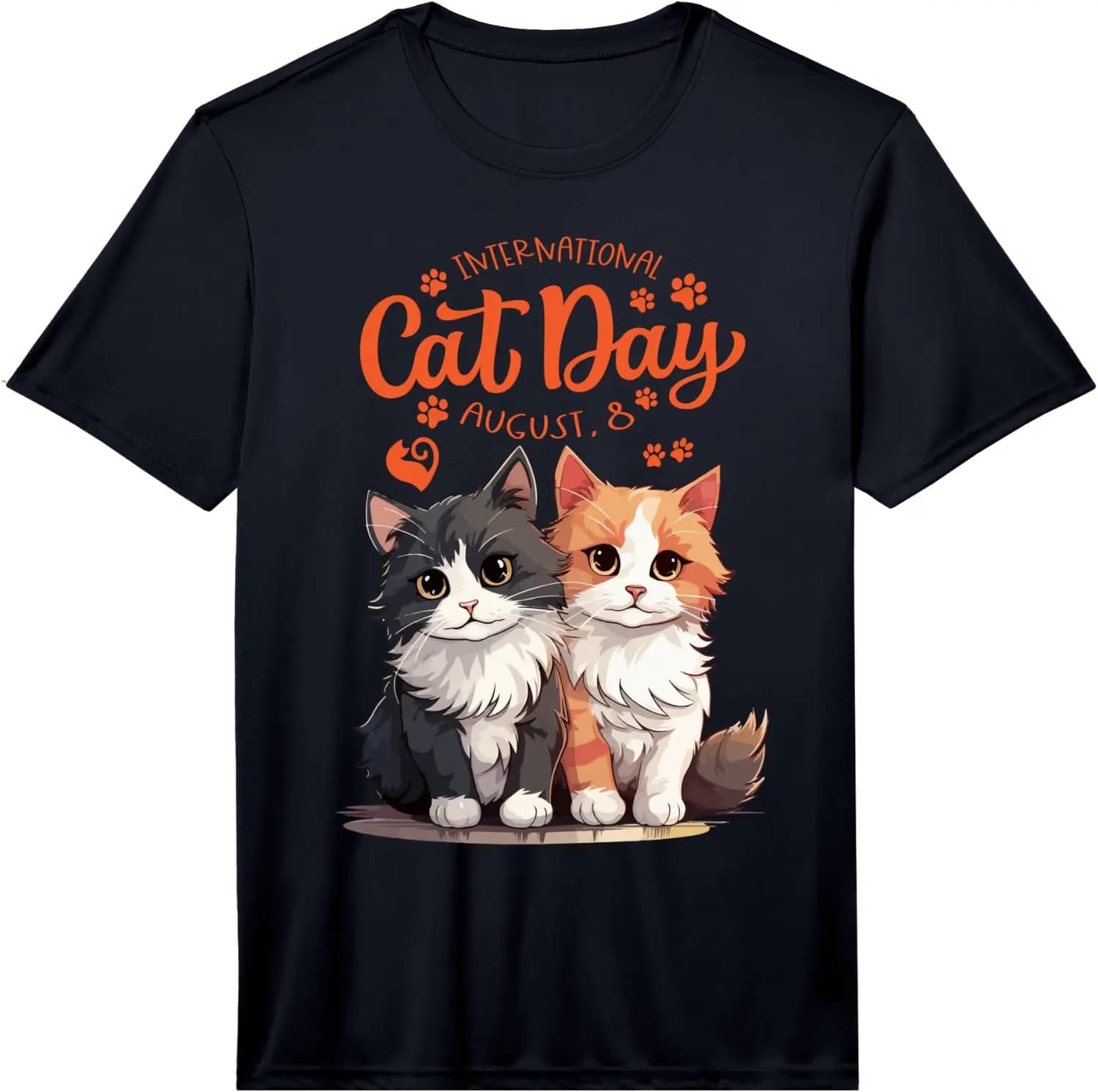 Mens Performance T-Shirt International Cat Day,Cat,Cute,Art,Funny,Cats Dot,Cat Lover,Pet,Gifts ,Love Kittens Retro Style T-Shirt