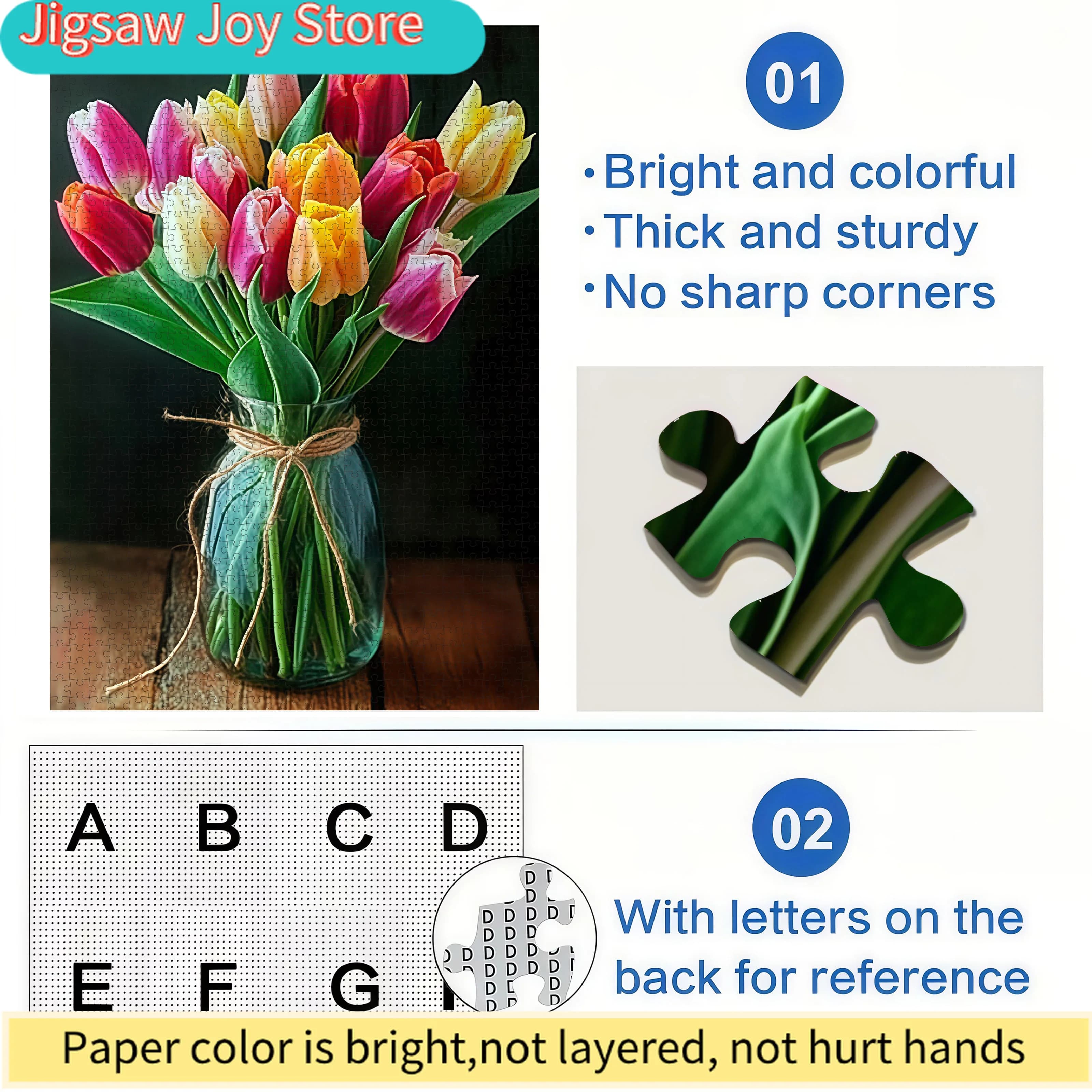Puzzle di Carta con Tulipani Colorati - 1000 Pezzi Spessi, Gioco Interattivo per Famiglie, Regalo Stimolante per l'Intrattenimento Domestico
