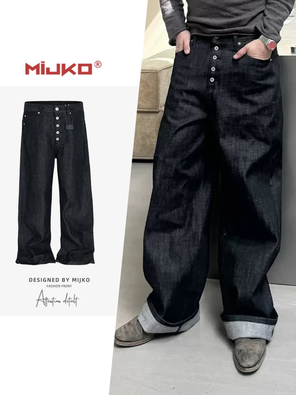 MIJKO High Street Cleanfit Drak Blue Jeans per uomo e donna Pantaloni in denim casual vintage dritti ZJ089