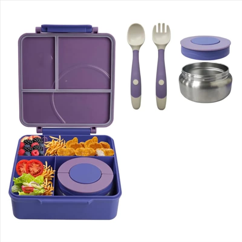 【NUOVO A39M】 Contenitore per il pranzo a tenuta stagna per bambini con contenitore termico per zuppa da 8 Oz e 4 scomparti - Pra