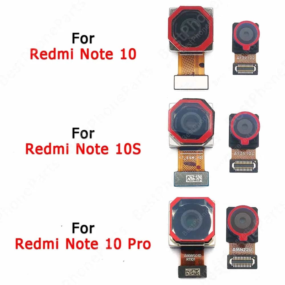 Fotocamera anteriore posteriore per Xiaomi Redmi Note 10 Pro 10S S Back Selfie Frontale Modulo fotocamera posteriore Flex Riparazione pezzi di ricambio