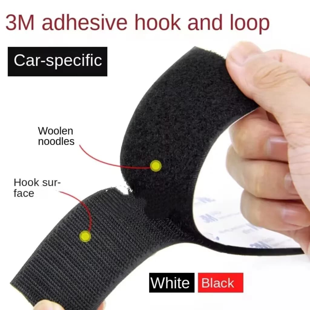 Nastro Adesivo in Velcro 3M 9448A per Tappetini Auto, Fissaggio Forte, Resistente ad Alte e Basse Temperature