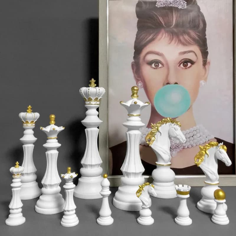 6pcs International Chess Set Figurines King Knight Bishop Chariot Pieces Board Games Accessories Retro Home Decor