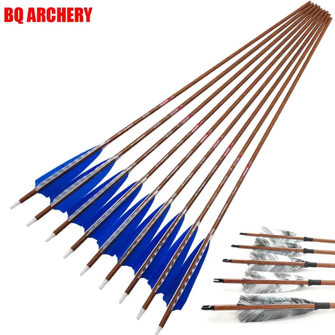 6 pezzi 100% frecce in carbonio puro pelle di legno Spine400 32 pollici ID6.2MM arco traditinale composto da caccia tiro