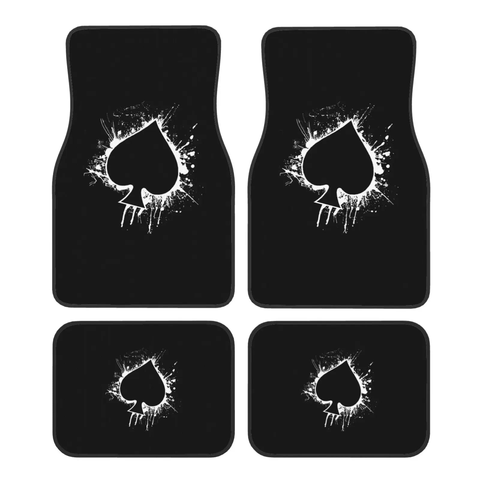 Tappetini per auto con stampa motivo poker Ace of Spades Set di tappetini per auto durevoli da 4 pezzi con supporto antiscivolo adatto per camion SUV