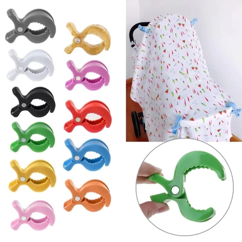 Clip colorate per coperte per passeggino, 1/4 pezzi, con ganci e clip universali in plastica per coperte e coprisedili per passeggini e marsupi.