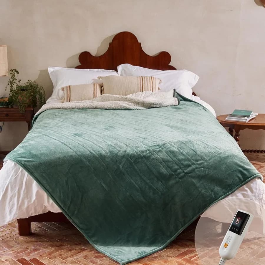 Coperta riscaldata - Coperta elettrica doppia con 6 livelli di riscaldamento e spegnimento automatico di 10 ore certificata ETL 62x84 pollici verde