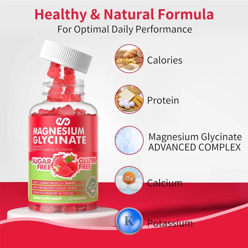 The suplement of potassium and magnesium without sugar contains vitamin D, B6, coenzyme Q10-60 sweets of high absorption raspberries