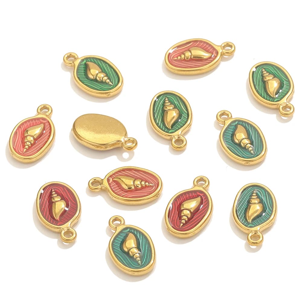 4 pieces of summer shell pendants in stainless steel enamel for bracelets creation of jewelry diy earrings pendants jewelry supplies crafts bulk