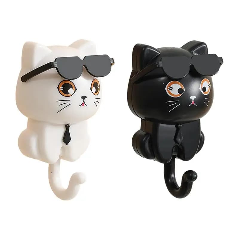 Occhiali da sole per cartoni animati Gancio per gatti Gancio autoadesivo a parete Portachiavi antitraccia Portachiavi regalo carino Ganci decorativi