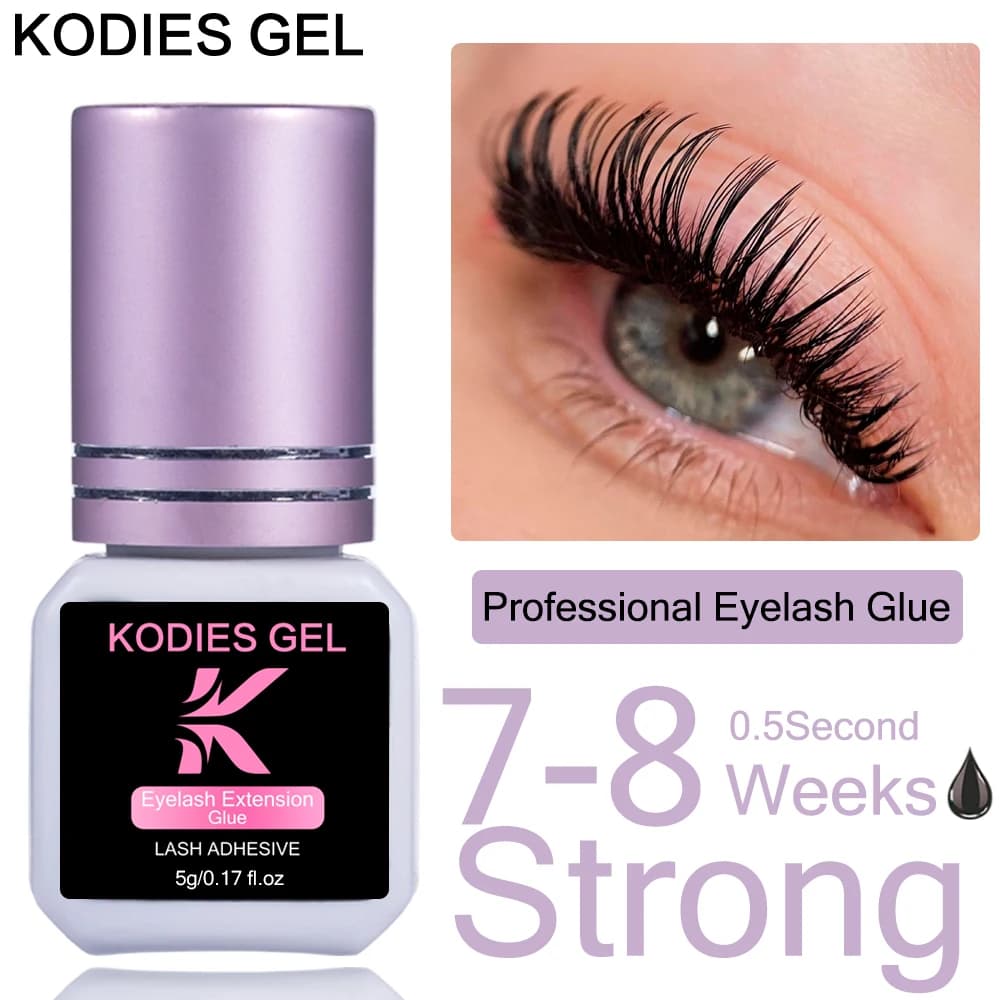 KODIES GEL Forniture per estensione colla per ciglia extra forte 5g 0,5 secondi Colla per ciglia asciutte per sollevamento adesivo impermeabile per ciglia finte