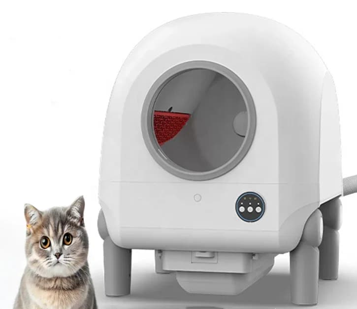 Nuovo design Sistema di circolazione dell'aria Autopulente Lettiera per gattini Rimozione odori APP Fotocamera Cassetta lettiera automatica sicura per gatti
