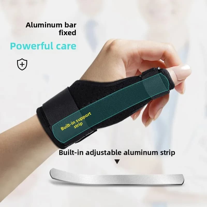 Tutore per polso con nocche Guaina per tendine Guaina regolabile Piastra in alluminio Doppia cinghia Cinghia per tensione del pollice sottile