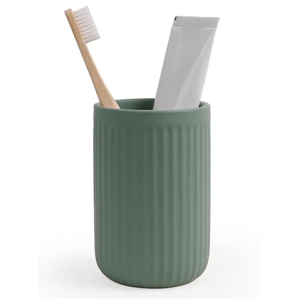Portaspazzolino in Ceramica, Contenitore per Dentifricio da 12 oz, Porta Spazzolini da Bagno per Piano di Lavoro, Organizzatore e Contenitore