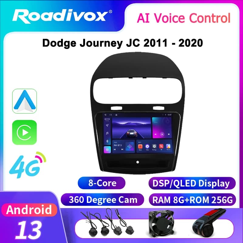 Autoradio Android 1roadivox per Dodge Journey JC 2011 - 2020 con Navigazione GPS, Lettore Multimediale, Registratore e Schermo Stereo