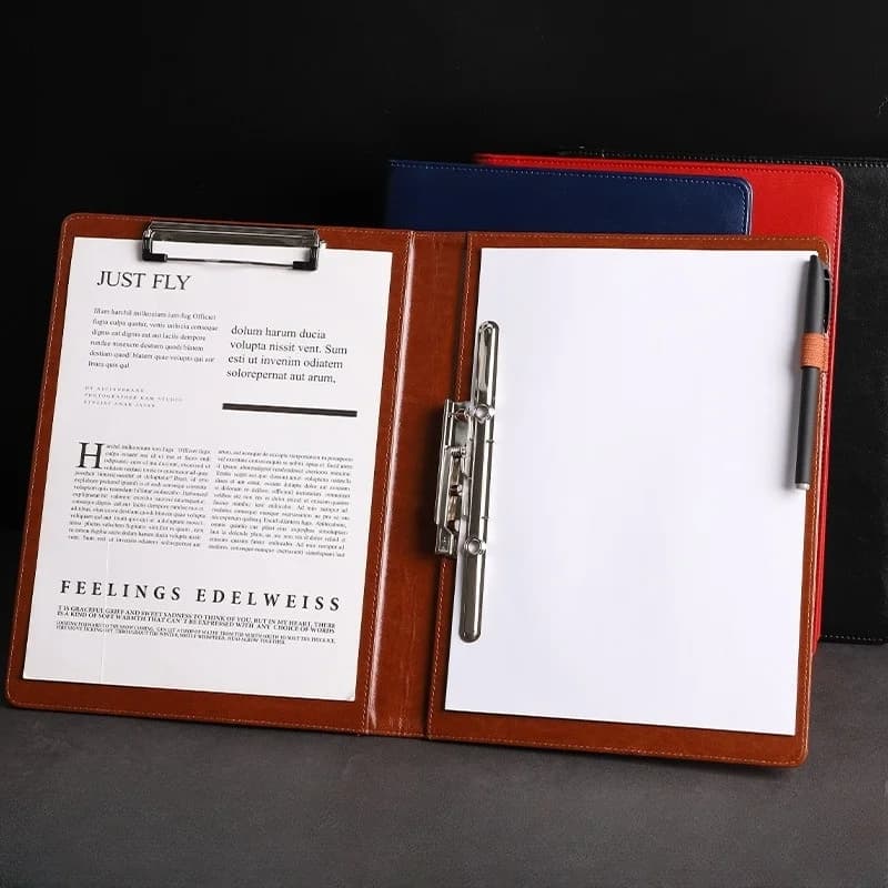 Legal Folder Size A4 Conference Padfolio Portfolio Folder Leather Paper Holder Organizer of Document Metal Clip Clip Board