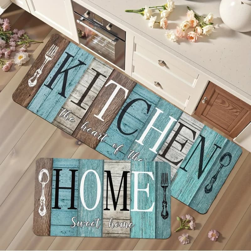Tappeto da cucina VIKAMA in legno effetto rustico, morbido e facile da pulire, tappetino per corridoio, lavanderia, veranda, ingresso, decorazione per la casa