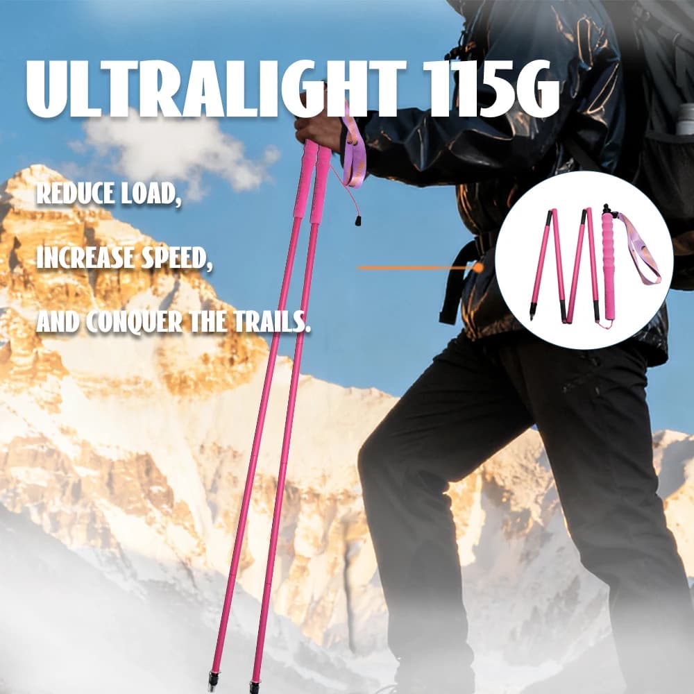 Carbon Fiber Trekking Pole Lightweight With Tungsten Steel Tip EVA Handle Folding Hiking Stick