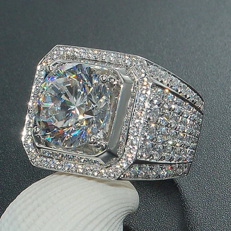 Regalo in stile hip-hop da uomo di Natale Anello in moissanite Gioielli placcati in argento Anello da festa Anello da uomo Autunno/Inverno Nuova collezione