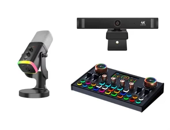 Set Completo per Podcast con Microfono, Scheda Audio per Trasmissioni Live, Webcam 4K e Microfono per Streaming dal Vivo