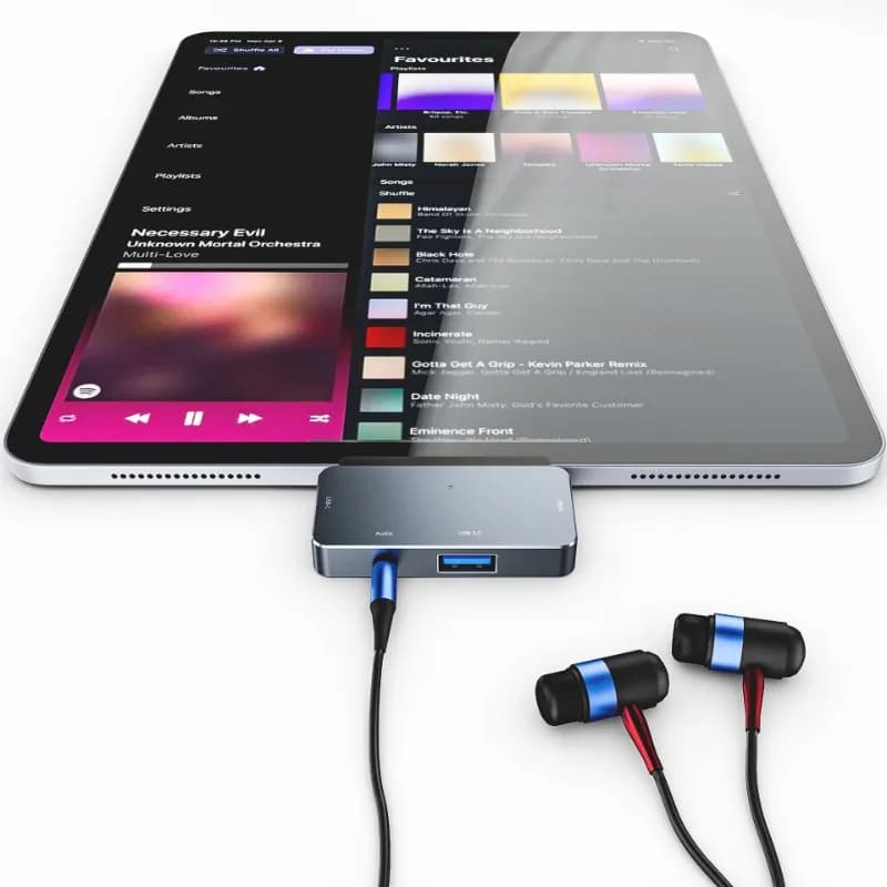 Hub AT82-USB-C 4 in 1 per Ipad Pro compatibile, porta USB 3.0, jack per cuffie da 3,5 mm, supporto per ricarica rapida PD