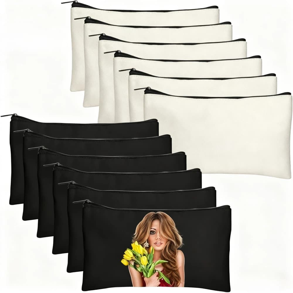 6 Pack Sublimation Blank Pencil Cases, Multi-Purpose Makeup & Toiletry Zipper Bags for Heat Transfer DIY Projects
