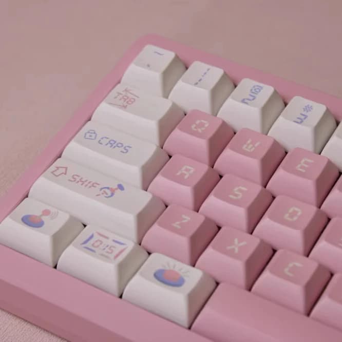 Grab the doll theme keycap KCA height cute pink blue set complete with original keys of the mechanical keyboard