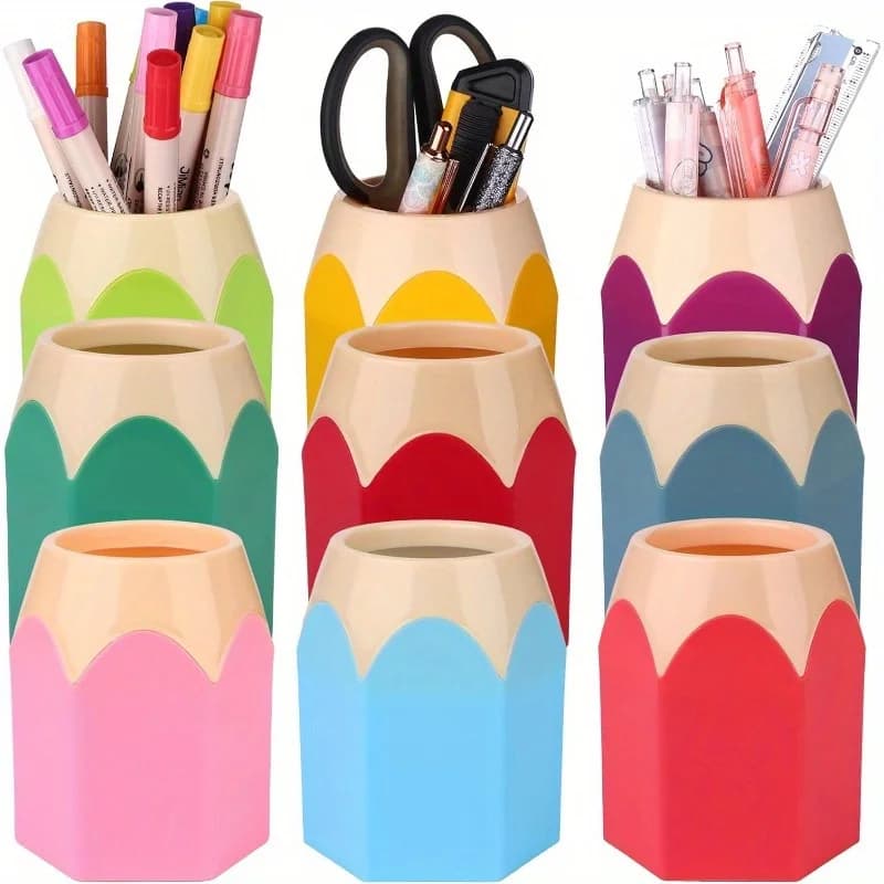 Pen holder in Matita Shape, Cute Plastic Desk Holder, Colored Vase Shape Pen, Makeup Brush Container