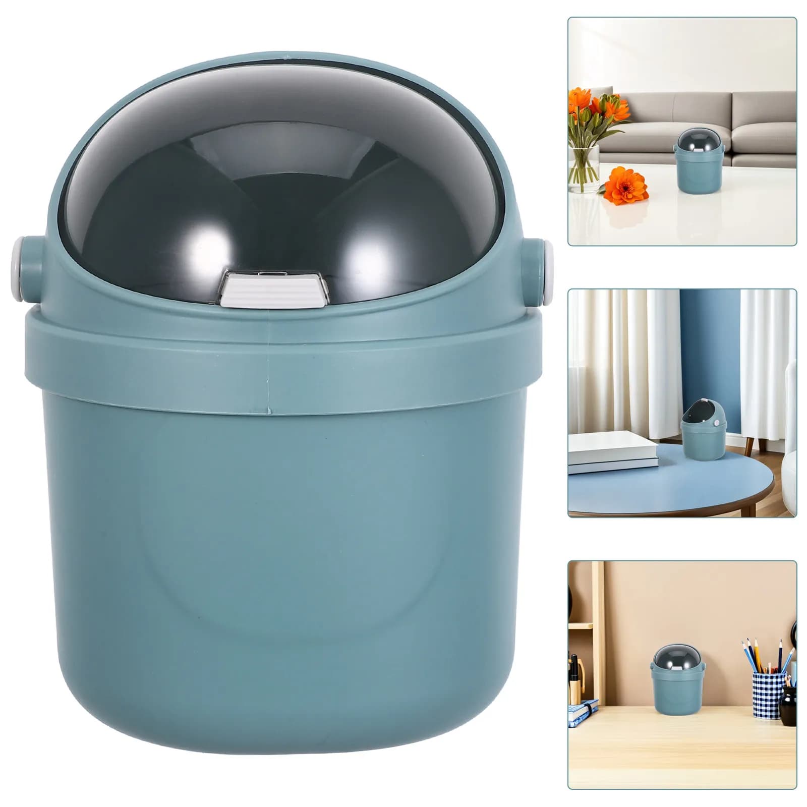 Mini Cestino da Scrivania con Coperchio, Simpatico Bidone della Spazzatura in Plastica a Forma di Cartone Animato, Portatile, per Tavolo, Mini Contenitore per Rifiuti da Scrivania