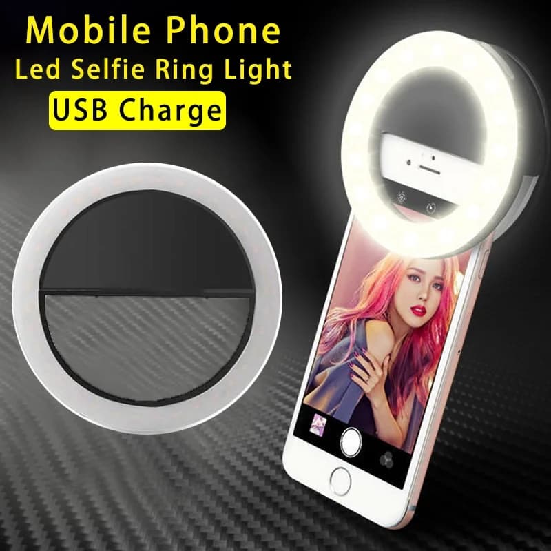 LED Luminous Ring USB Charging Light for Selfie for Phone Mini Circular Clip for Filling Light with iPhone Samsung Xiaomi Cell Phone Filling Light