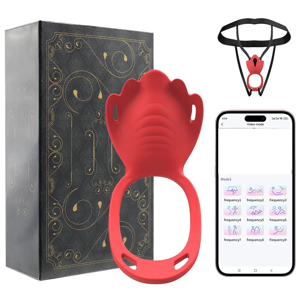 Stimolatore clitorideo femminile con vibratore per mutandine indossabile 9 vibrazioni con controllo APP Anello vibrante per pene Giocattoli sexy per adulti per coppia