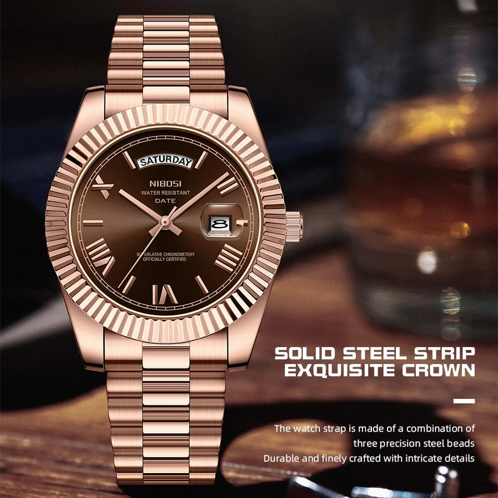 NIBOSI Orologi da uomo Orologi analogici al quarzo in acciaio inossidabile per uomo Orologio da polso classico Desiger da lavoro impermeabile con data diurna Reloj