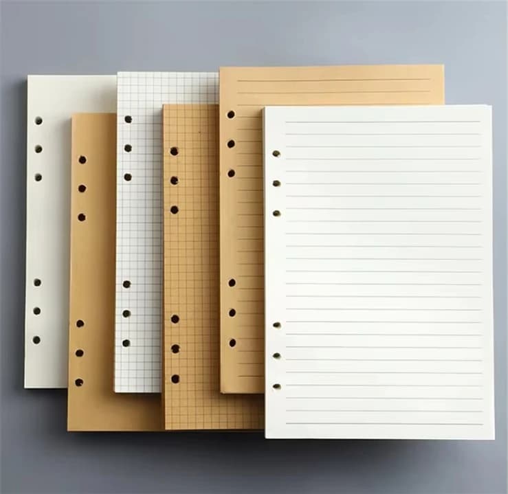 45 fogli A5 A6 A7 Notebook a fogli mobili Ricarica Raccoglitore a spirale Pagina interna Linea vuota Griglia artigianale All'interno di carta di cancelleria