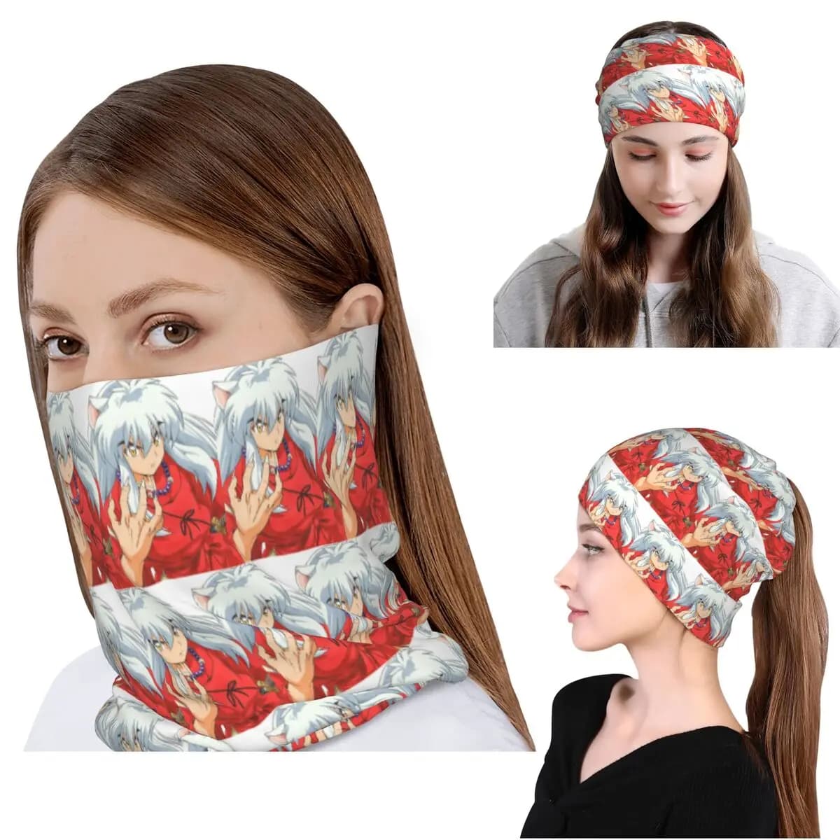 Bandana Anime Inuyasha, Sciarpa Multifunzione per Ciclismo, Cappello Beanie per Uomini e Donne, Adatta a Tutte le Stagioni