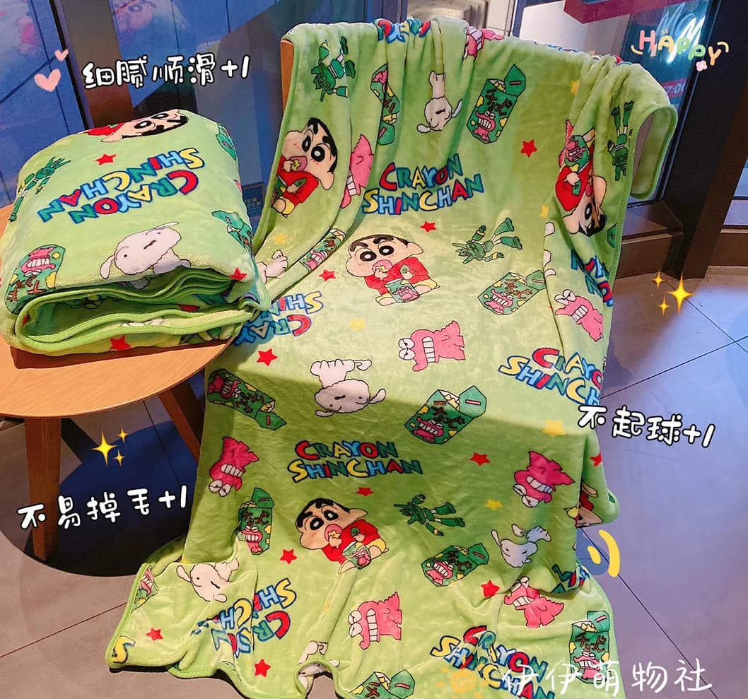 Coperta in flanella Cartoon Crayon Shin-chan, coperta per studenti e ufficio, coperta in velluto carina per dormitorio, regalo