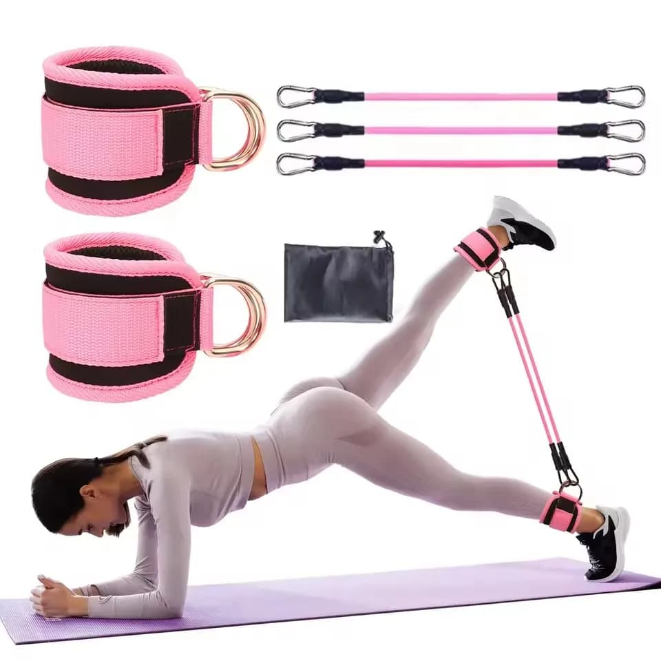 Set da 6 pezzi per glutei con gantry, sollevamento fianchi, resistenza per caviglie, trainer elastico, anello per caviglie, corda di tensione per gambe e fianchi, modellante e snellente