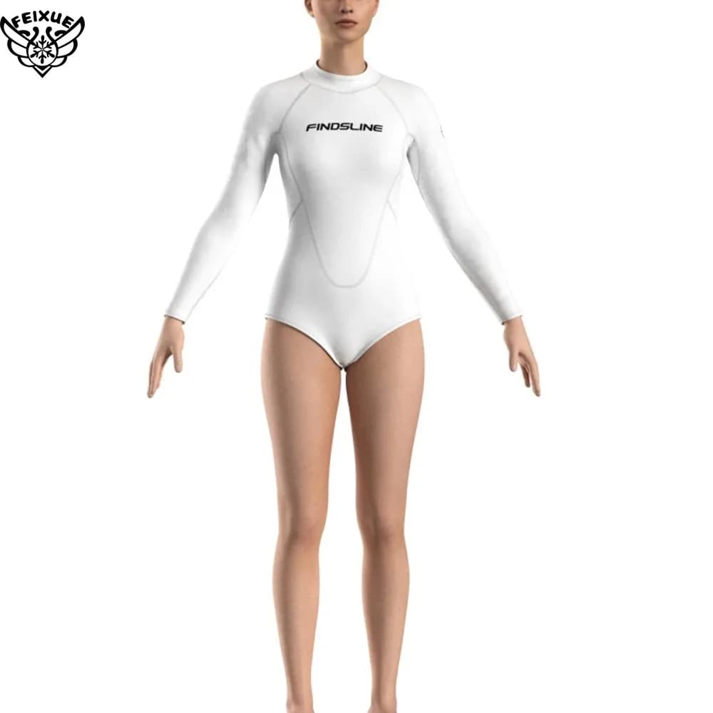 Muta bianca in neoprene da 2 mm CR Bikini super elastico Muta da sub da donna Costume da bagno da surf Nuoto invernale Protezione dal freddo