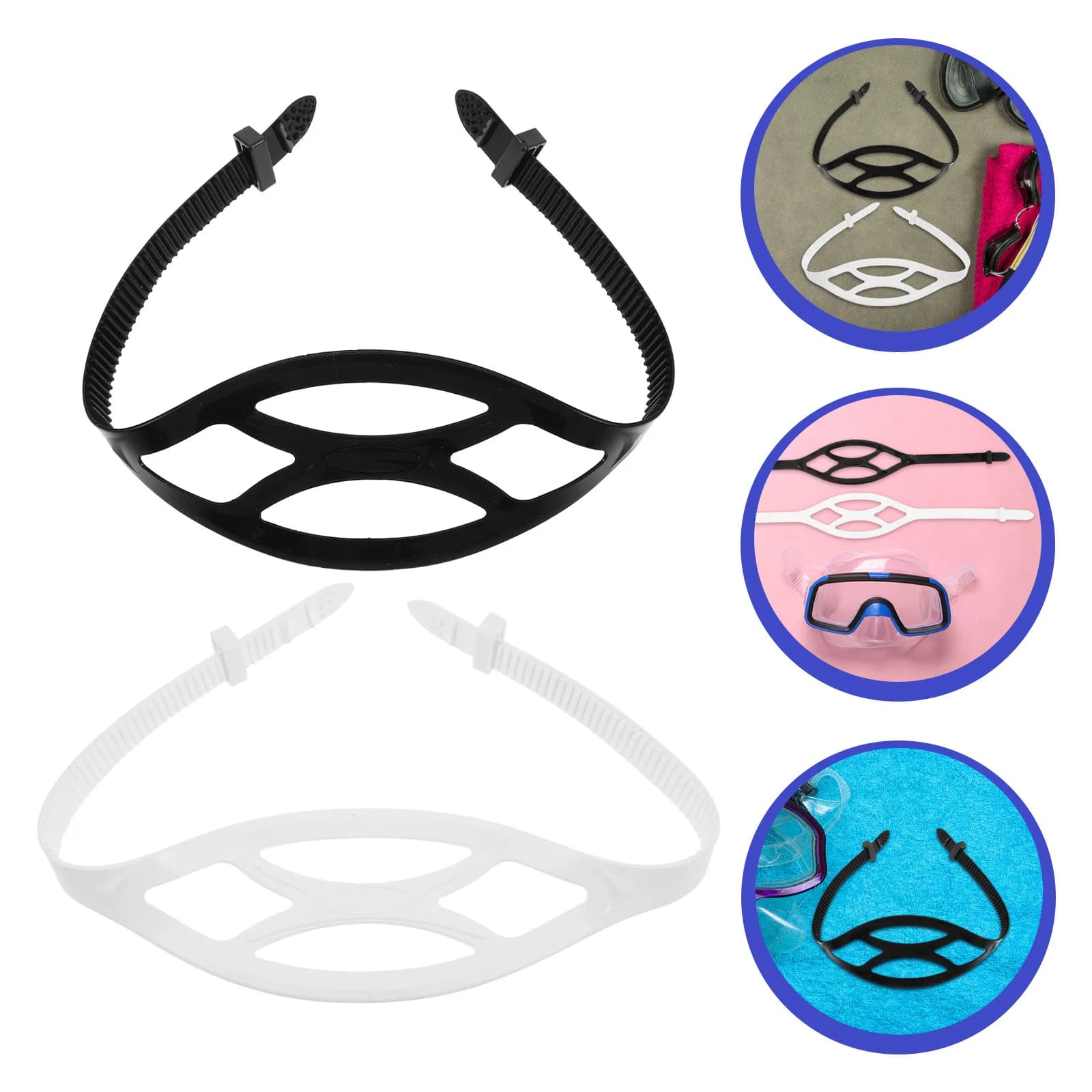 2Pcs Universal Diving Mask Strap Soft Silicone Anti-Strangle Replacement Band for Swim Goggles Scuba Diving Equipment