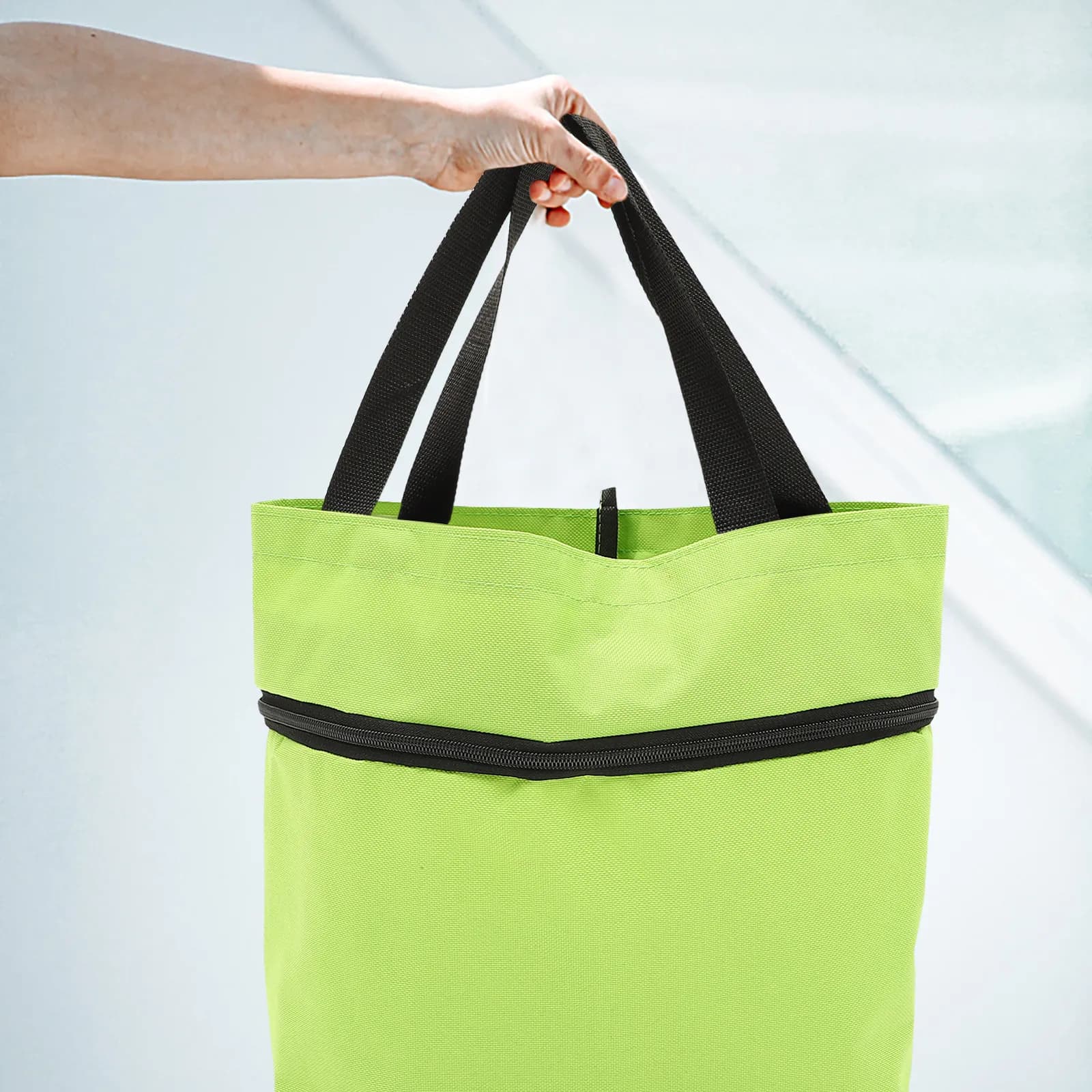 Foldable Trolley Bag Collapsible Shopping Bag with Wheels Large Capacity Grocery Tote Laundry Storage Portable Reusable Pouch