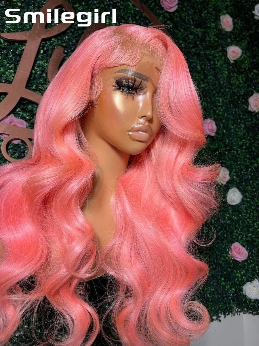 250 Density Pink Wig Body Wave Human Hair Wigs 13X6 Hd Lace Frontal Wig 30 36 Inch Brazilian 13X4 Lace Front Wigs For Women