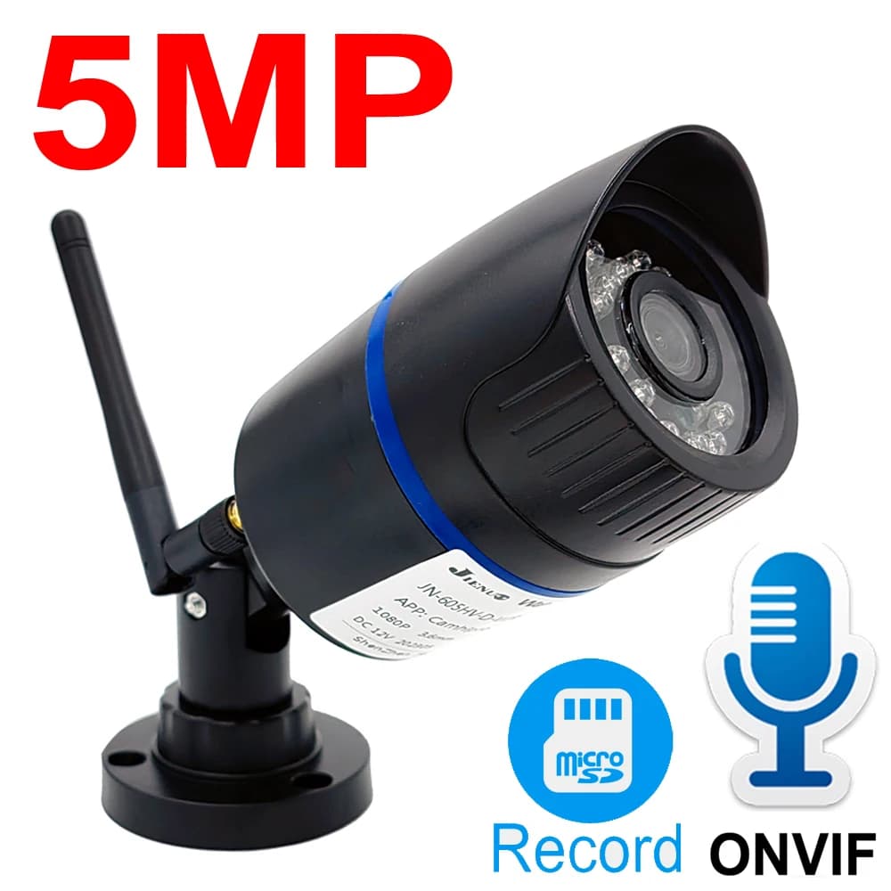 Camhipro 5MP 2MP Wifi Telecamera IP di sicurezza Telecamera bullet wireless esterna Audiro Record Motion Detection CCTV Video sorveglianza