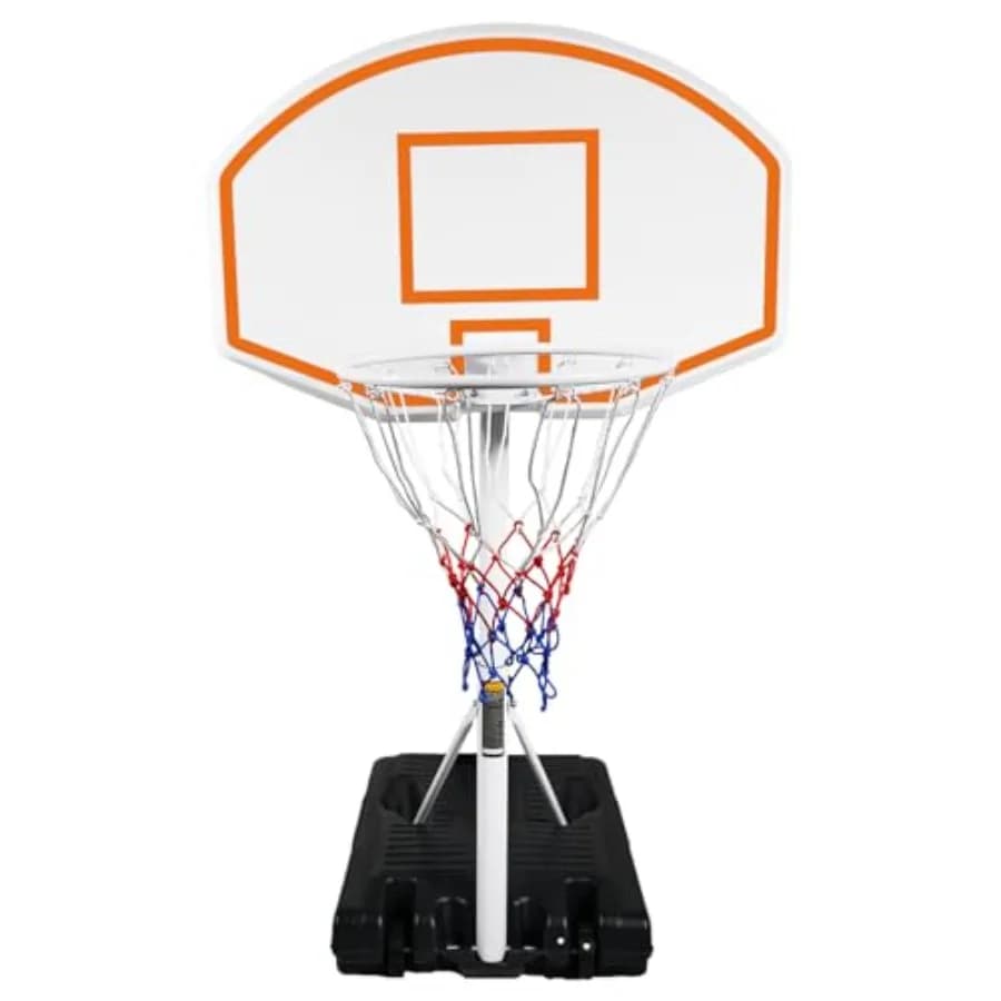 Canestro da basket da bordo piscina: Portatile, Altezza regolabile 3.1ft/4.7ft, Tabellone arancione da 36 pollici, Uso interno/esterno, Plastica resistente