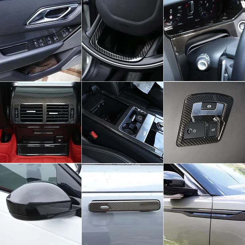 For Land Rover Range Rover VELAR 2017-2024 ABS Carbon Fiber Car Center Console Steering Wheel Sticker Frame Cover Car Accessory