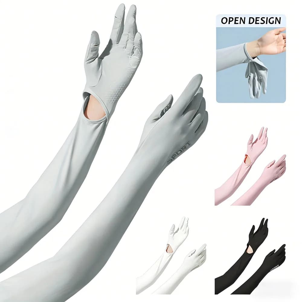 1 pair of new long sleeve gloves for women and men, compression sleeves with sun protection gloves, ideal for summer, cycling, fishing