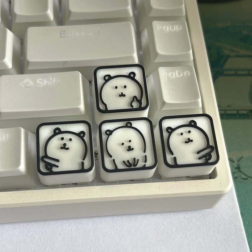 Keycaps 3D a forma di orsetto dei cartoni animati, tasti freccia personalizzati e simpatici, accessori per tastiera meccanica da gaming