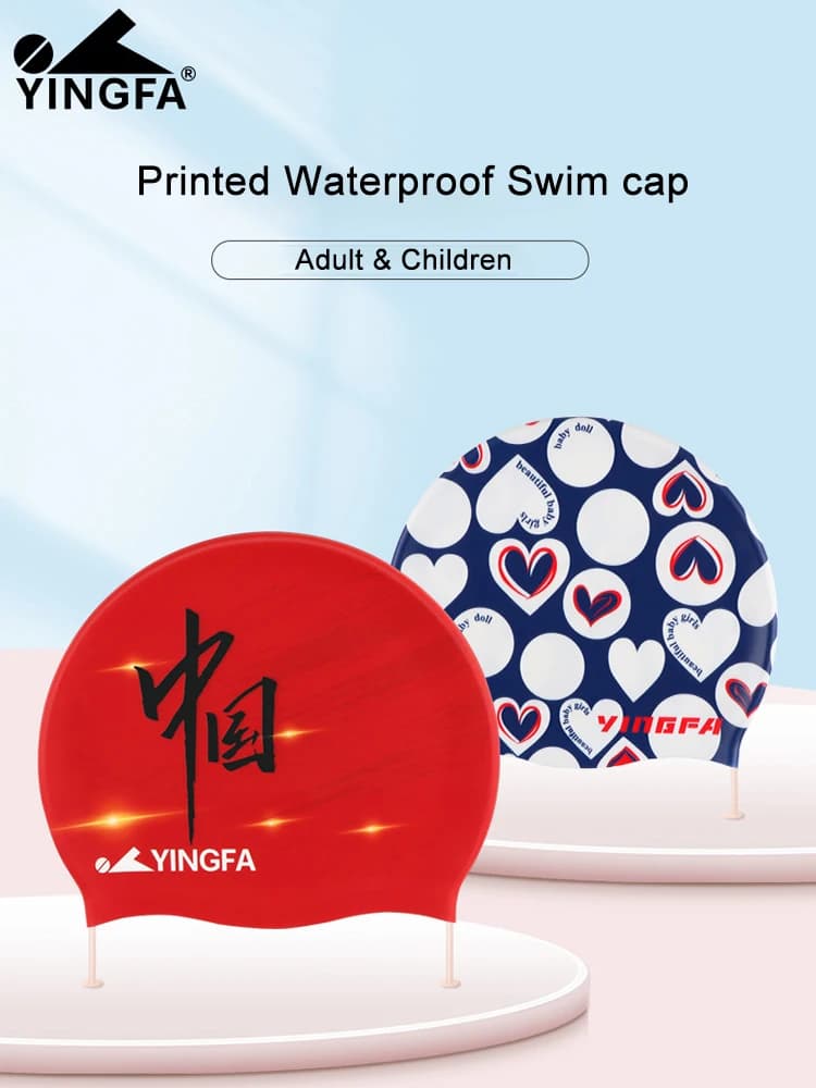 Yingfa 2025 New Women Long Hair Swimwear Print Multiple Colors Waterproof Swimming Head Silicone Material Men's Swimwear