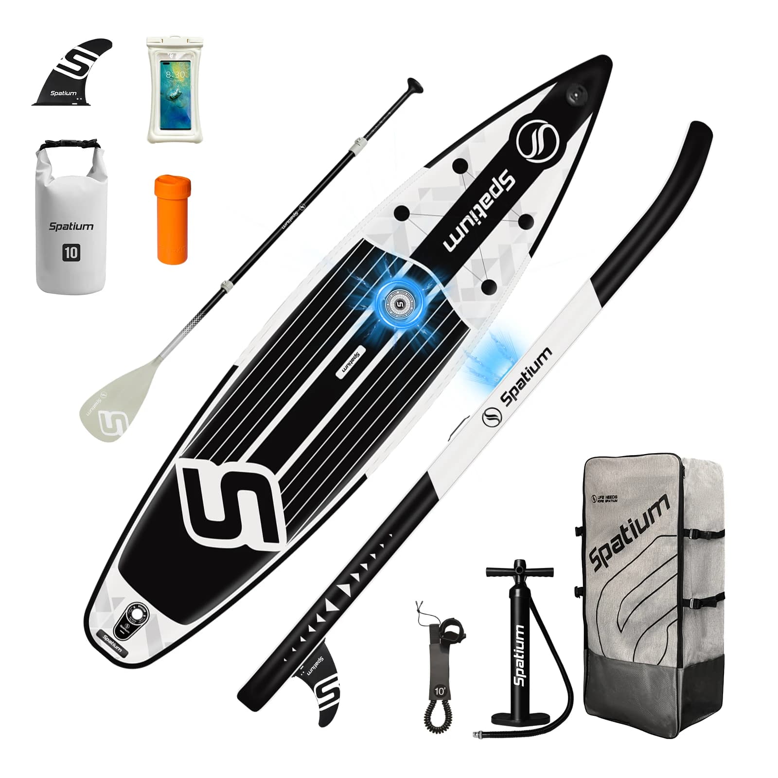 Spatium Touring Paddle Board Gonfiabile Stand Up Paddle Board Tavola da surf antiscivolo Sport acquatici Kayak Surf Set con zaino con pompa