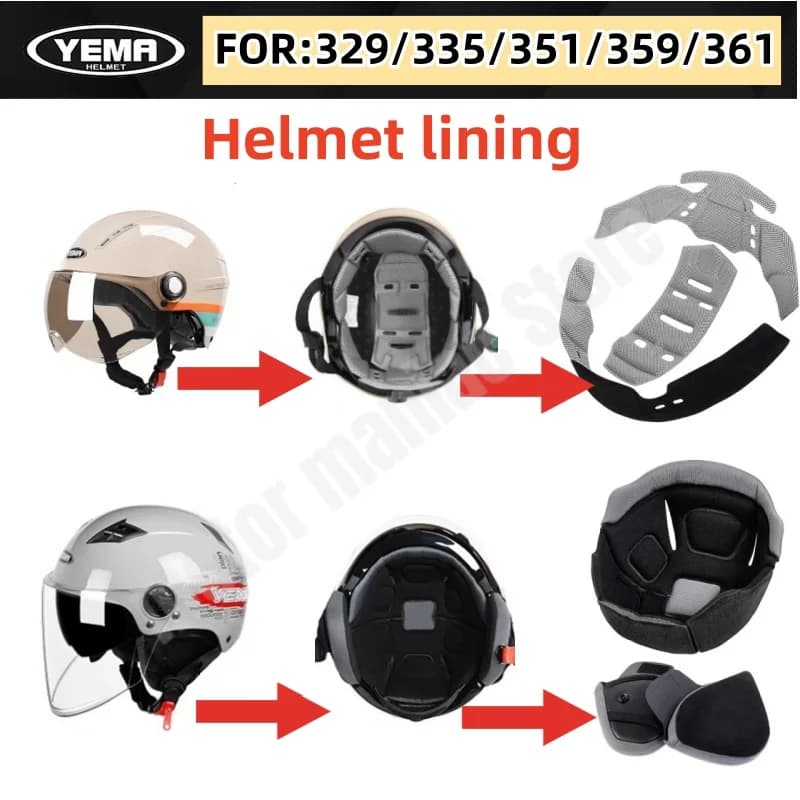 YEMA casco moto elettrico fodera interna traspirante e assorbente del sudore mezza casco estivo serbatoio interno spugna Pad fodera per l'orecchio