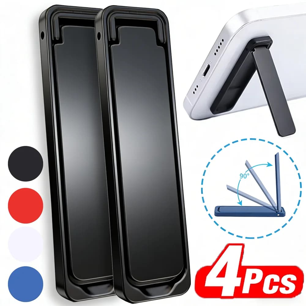 1-4pcs Ultra Thin Mini Metal Folding Phone Bracket Back Sticker Alloy Invisible Phone Desktop Stand for IPhone Samsung Laptop