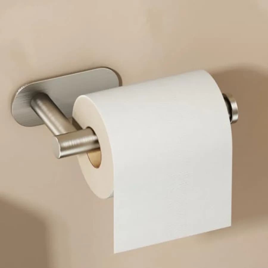 Toilet Paper Holder, Self Adhesive Toilet Paper Holder Wall Mount, SUS 304 Stainless Steel Toilet Tissue Roll Holder No Drillin
